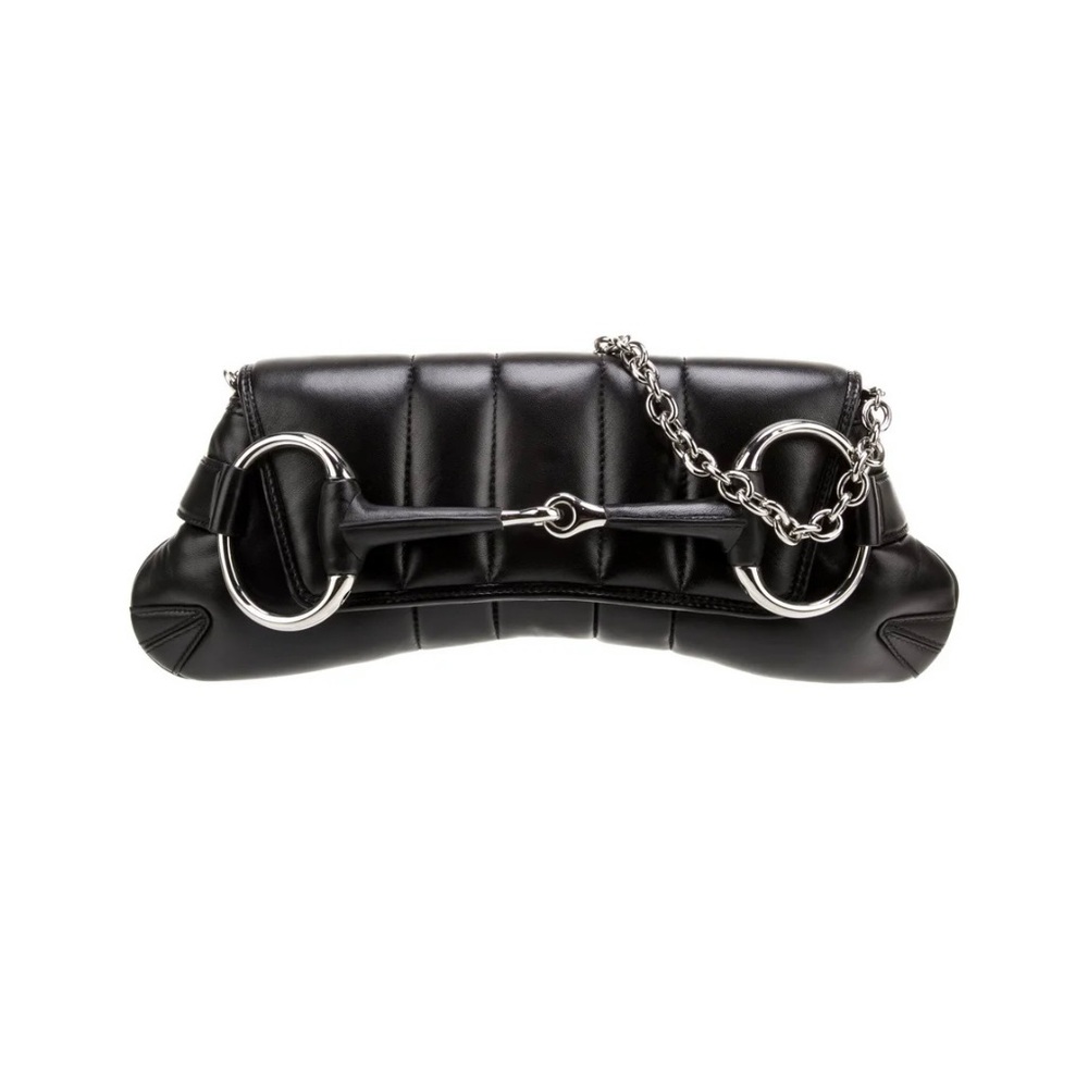 Gucci Horsebit Chain‎ Shoulder Bag Vertical Quilted Leather Medium Black